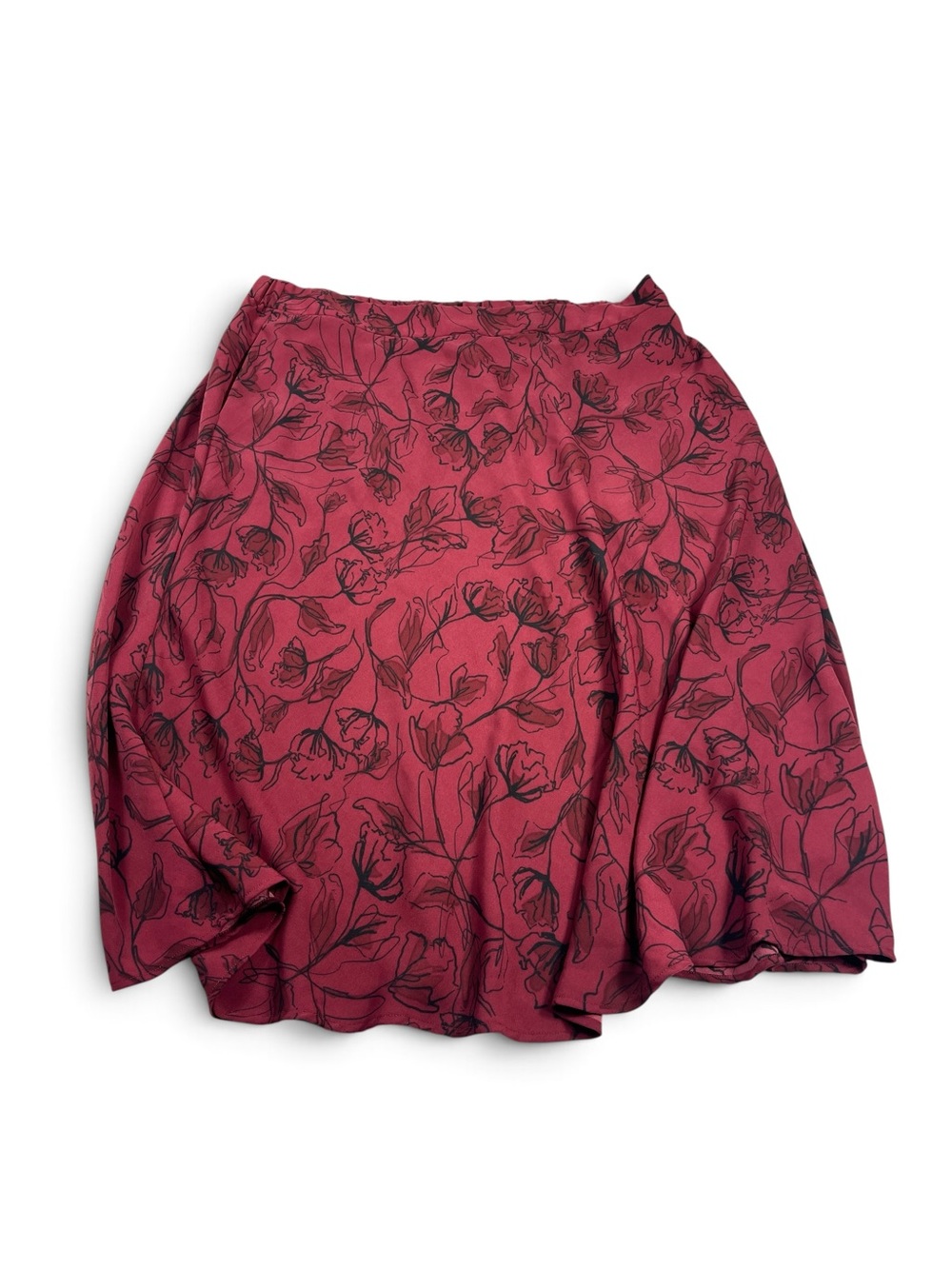 Nordstrom Midi A-Line Flared Skirt Floral Relaxed Fit Elastic Waist Pockets XL